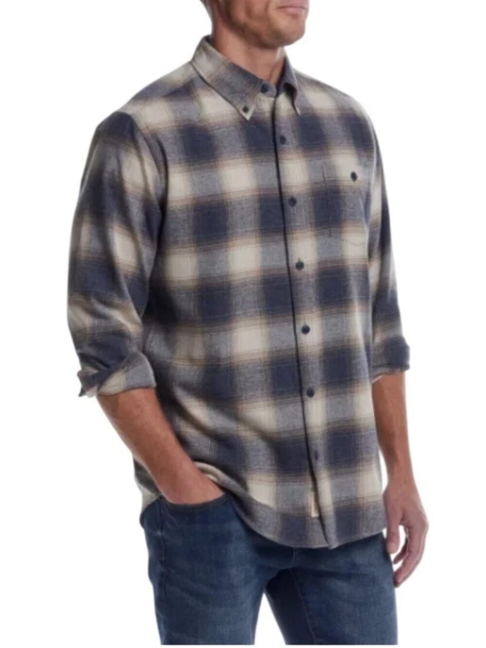 Weatherproof Vintage Men's Size XL BLue Plaid Long Sleeve Shirt NWT